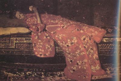 George Hendrik Breitner Girl in Red in Red Kimono (nn02) oil painting picture